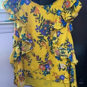 Floral Ruffle Yellow Top